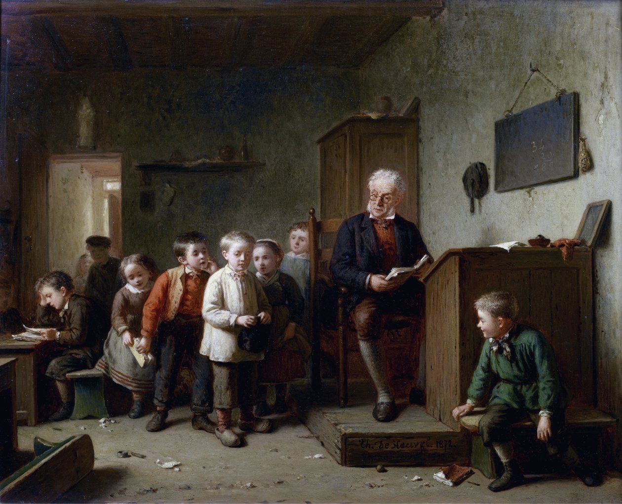 La salle de classe - Klasa - Heuvel, Theodore Bernard de (1817-1906) - 1872 - Olej na drewnie - 37x44,5 - Kolekcja prywatna autorstwa Theodore Bernard de Heuvel