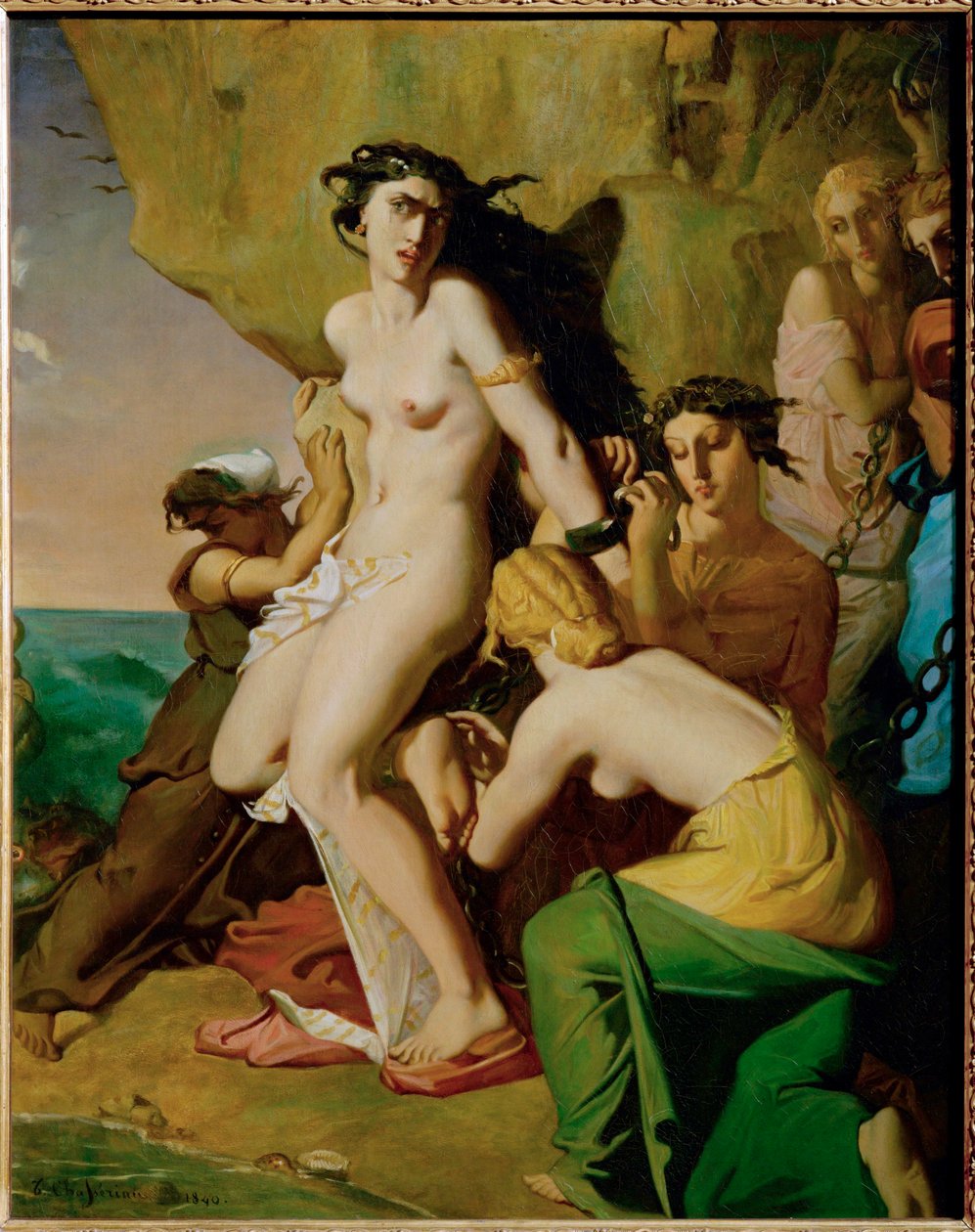 Andromede attachee au rocher par les Nereides - Andromeda przykuta do skały przez syreny ... autorstwa Théodore Chassériau
