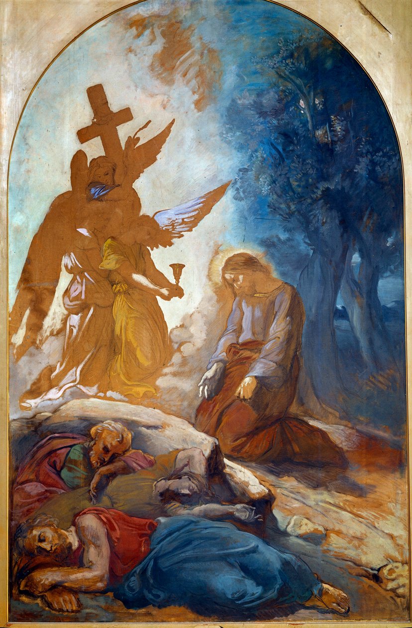 Jezus w ogrodzie drzew oliwnych. Obraz Theodore Chasseriau (1819-1856) autorstwa Théodore Chassériau