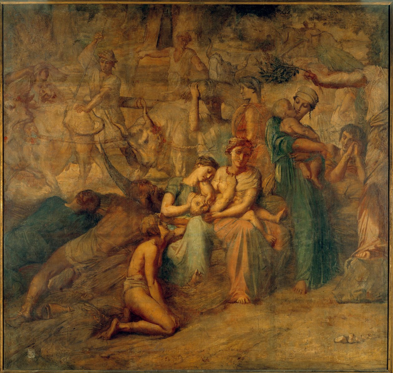 Pokój Alegoryczne przedstawienie matki i dziecka oraz stada. Obraz schodów Cour des comptes autorstwa Theodore Chasseriau (1819-1856) XIX-wieczne słońce. 3,4x3,6m² autorstwa Théodore Chassériau