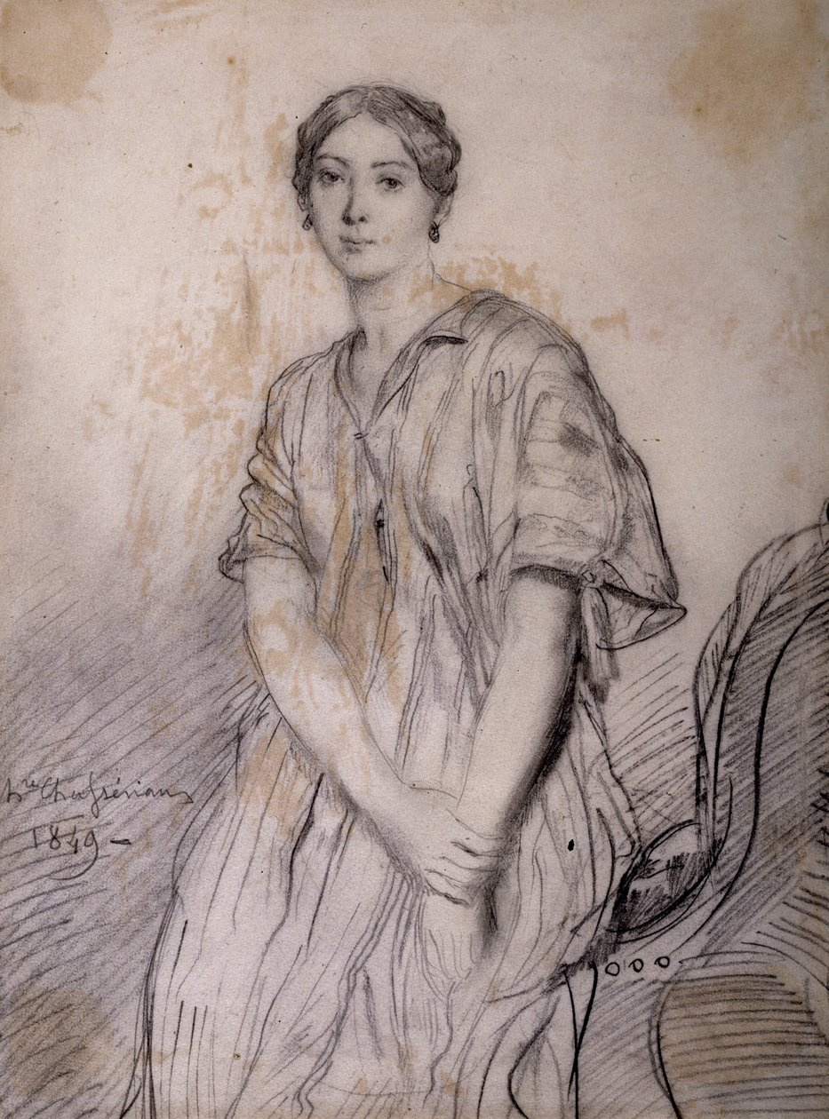 Portret Alice Ozy (Julie, Justine Pilloy), aktorki (1820-1893) autorstwa Théodore Chassériau