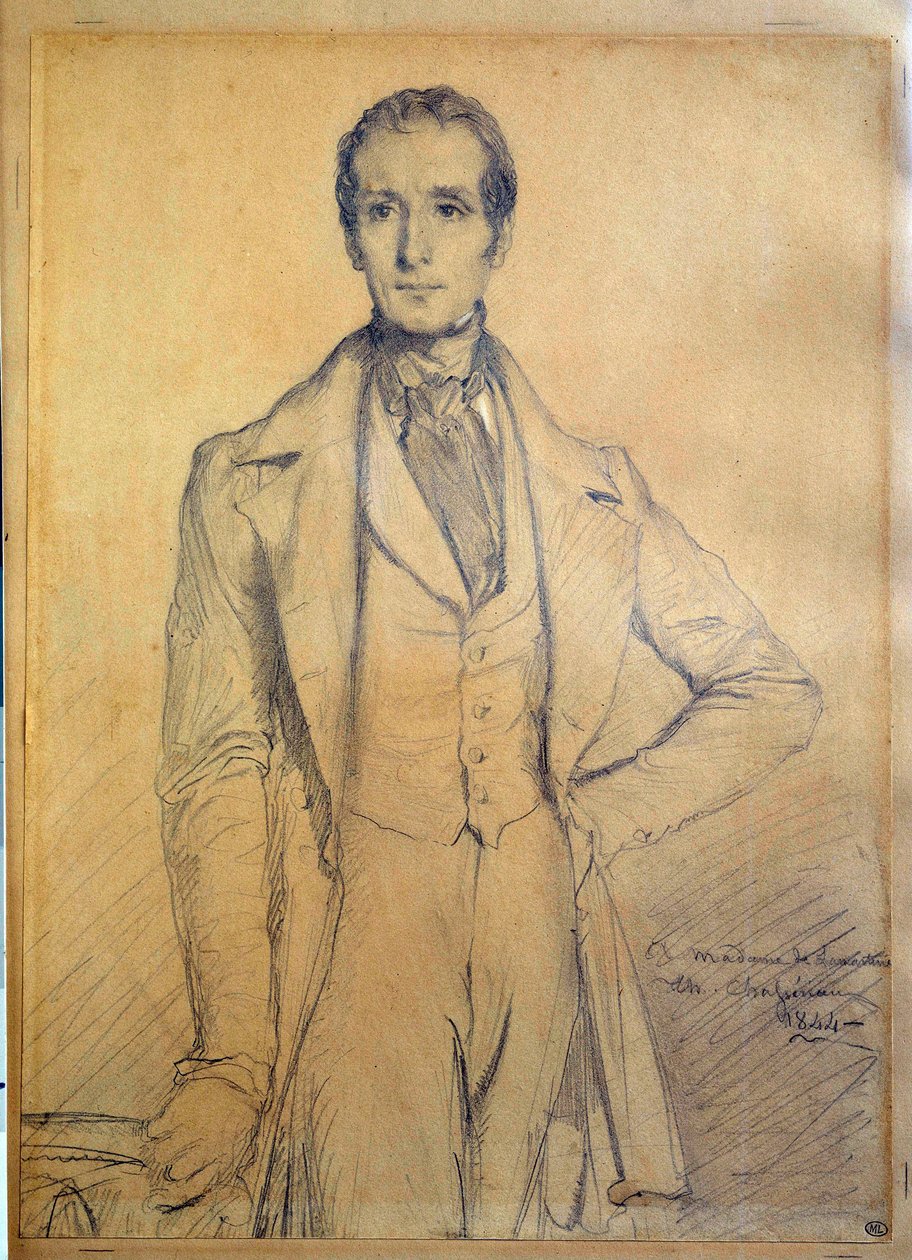 Portret poety Alphonse de Lamartine (1790-1869) Rysunek Theodore Chasseriau (1819-1856) 1834 Nd. 0,31x0,22 m² autorstwa Théodore Chassériau