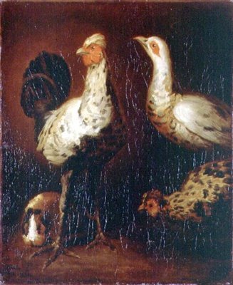 Kogut, dwie kury i świnka morska autorstwa Theodore Gericault