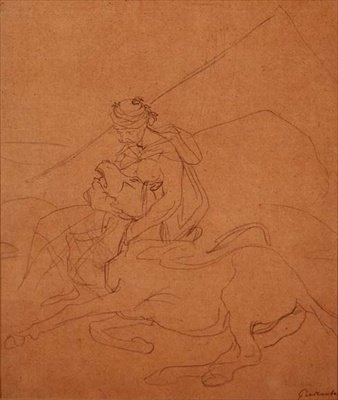 Arab trzymający głowę umierającego konia autorstwa Theodore Gericault