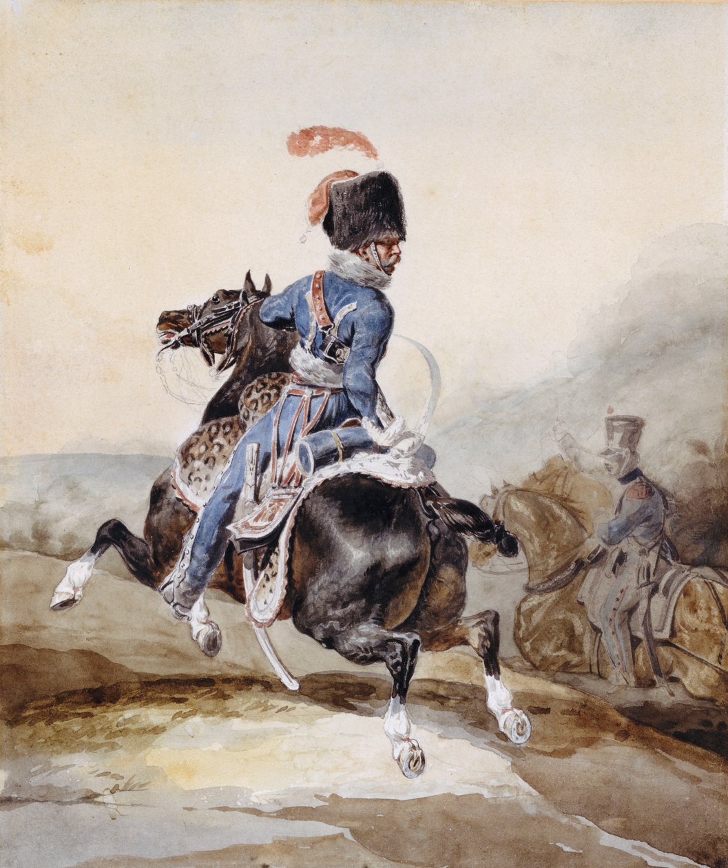 Oficer artylerii galopujący w lewo autorstwa Theodore Gericault
