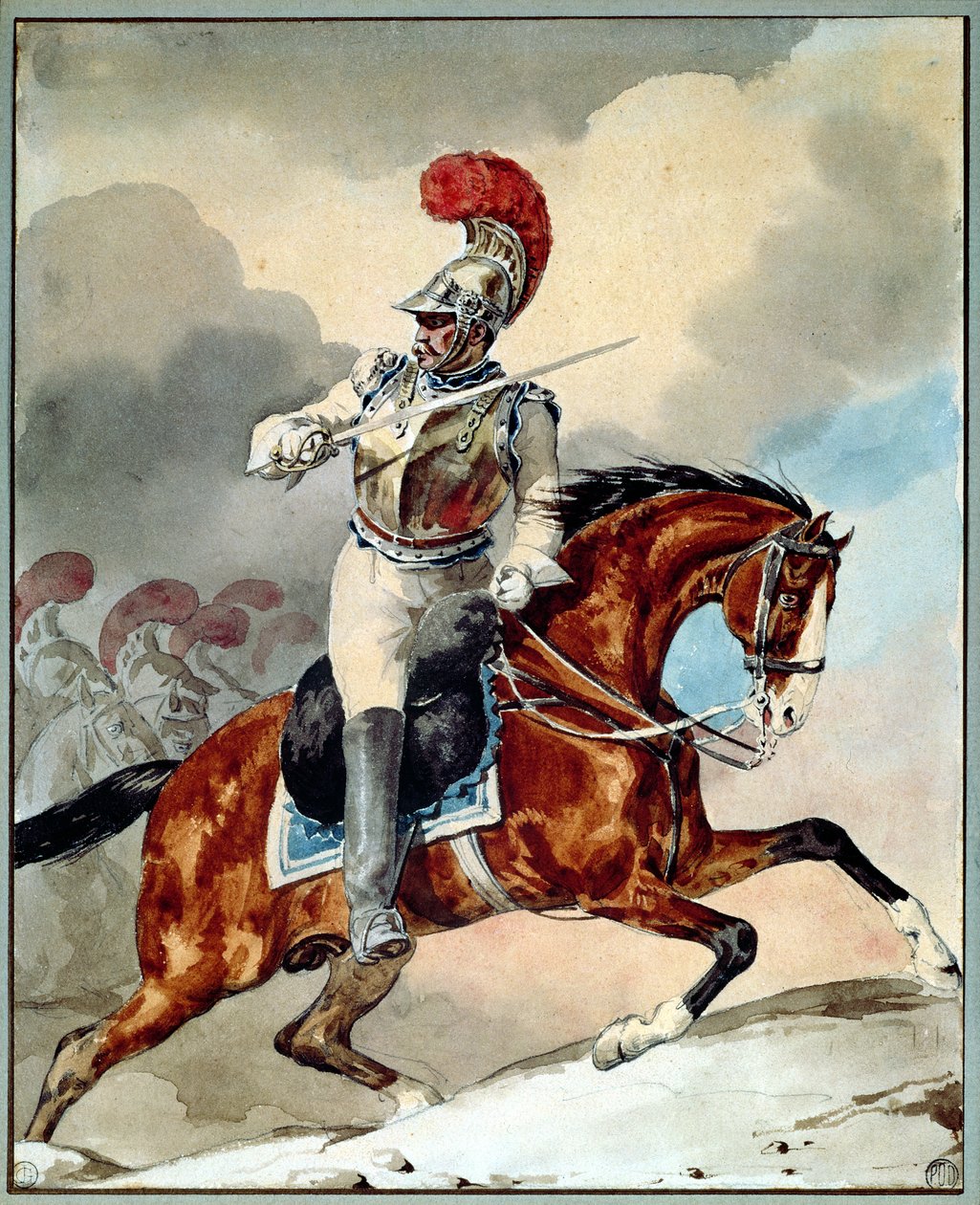 Oficer karabinier wydaje rozkaz szarży autorstwa Theodore Gericault