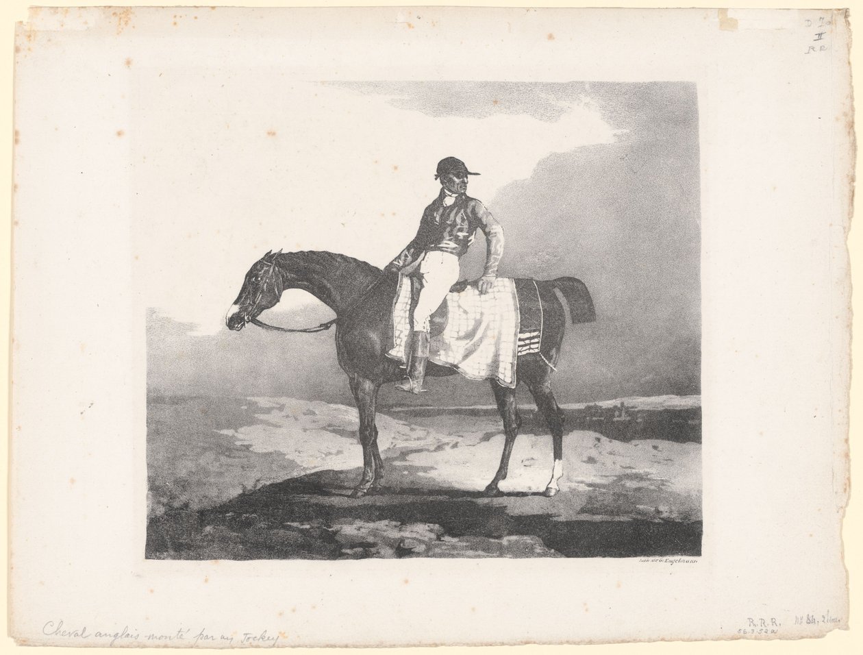 Koń angielski z dżokejem (English Horse Mounted by a Jockey) autorstwa Theodore Gericault