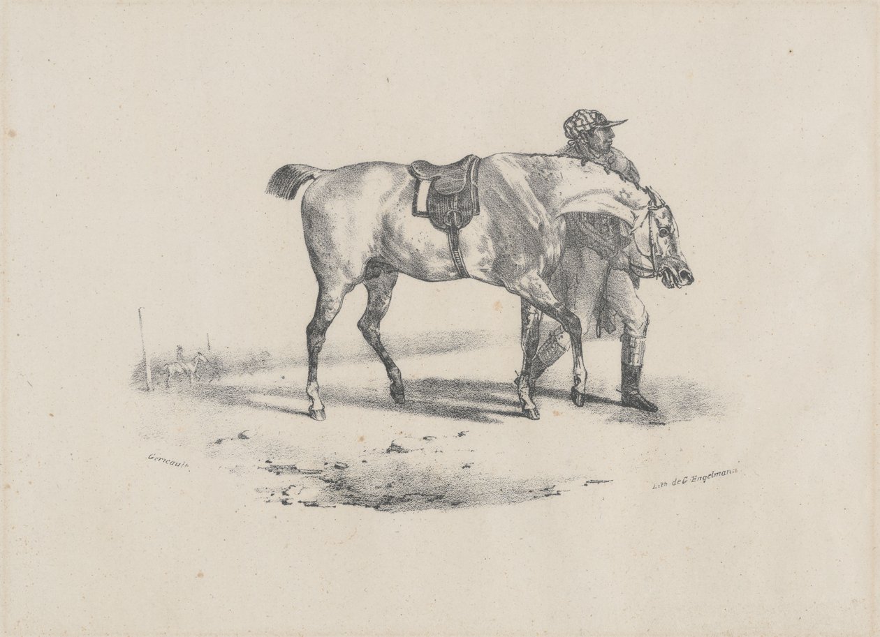 Koń wyprowadzany na spacer przed wyścigiem (A Horse Being Walked Before the Race) autorstwa Theodore Gericault