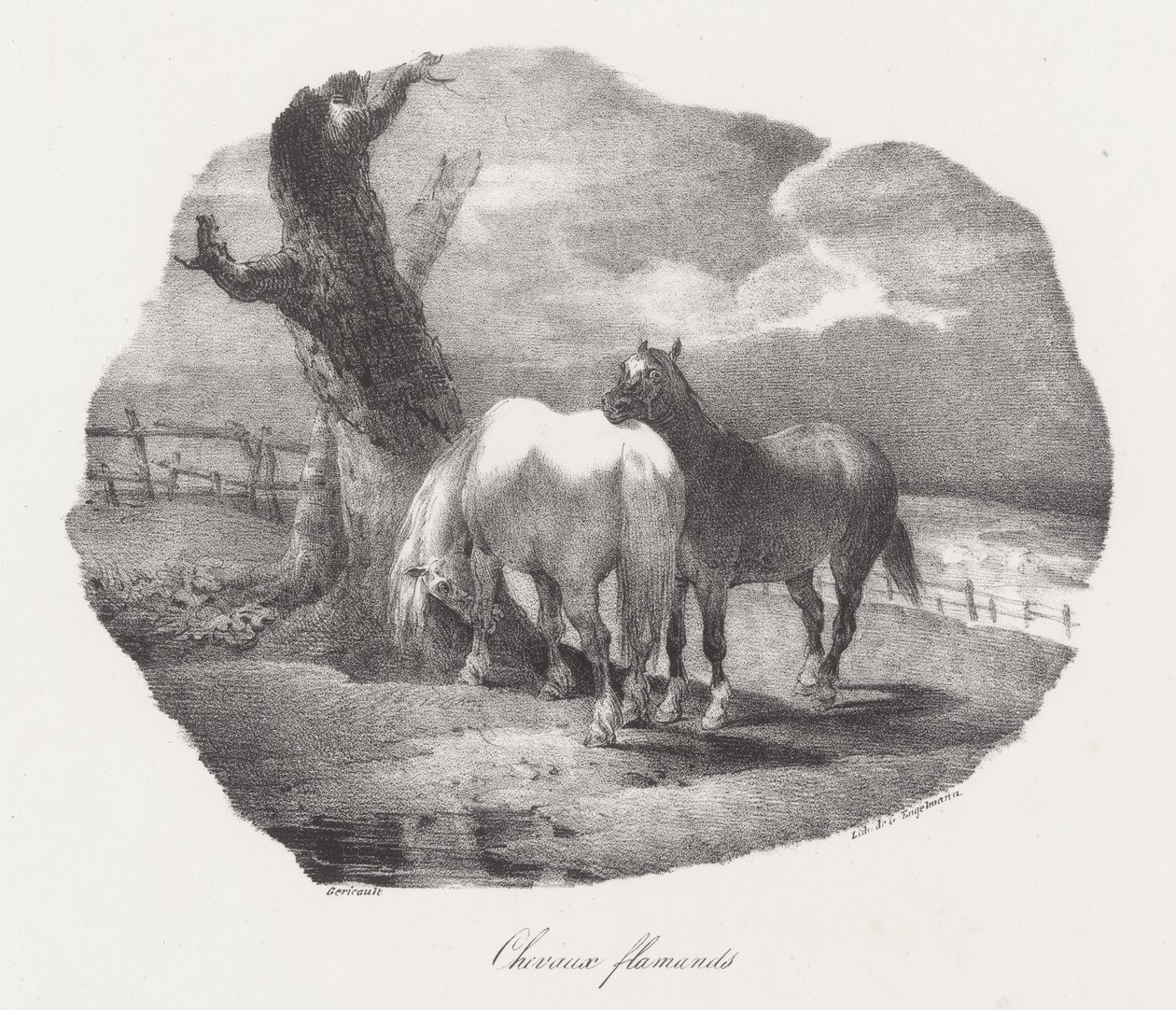 Konie flamandzkie (Flemish Horses) autorstwa Theodore Gericault