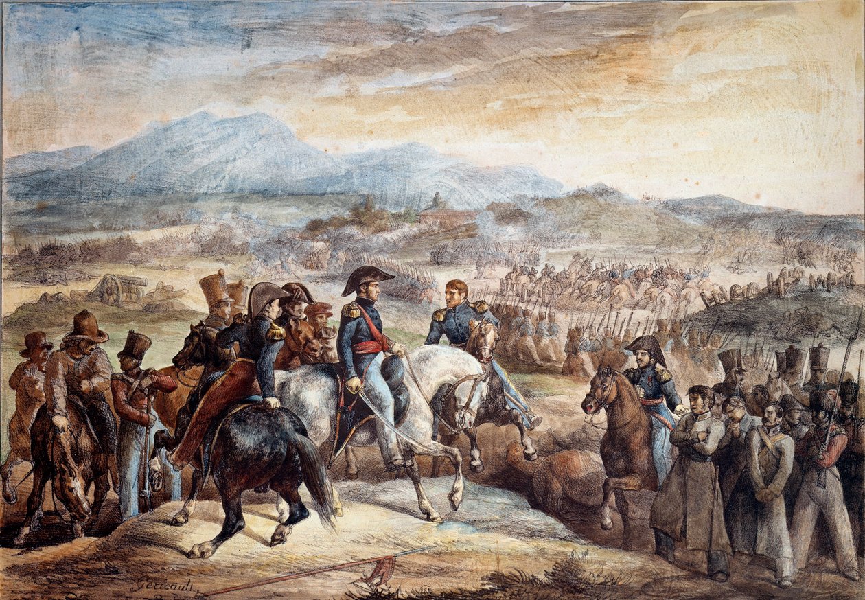 Chilijska wojna o niepodległość: „”Widok bitwy pod Maipu (Maipo koło Santiago de Chile 5/04/1818””Akwarela autorstwa Theodore