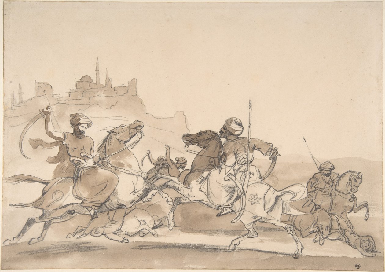 Bitwa orientalnych jeźdźców autorstwa Theodore Gericault