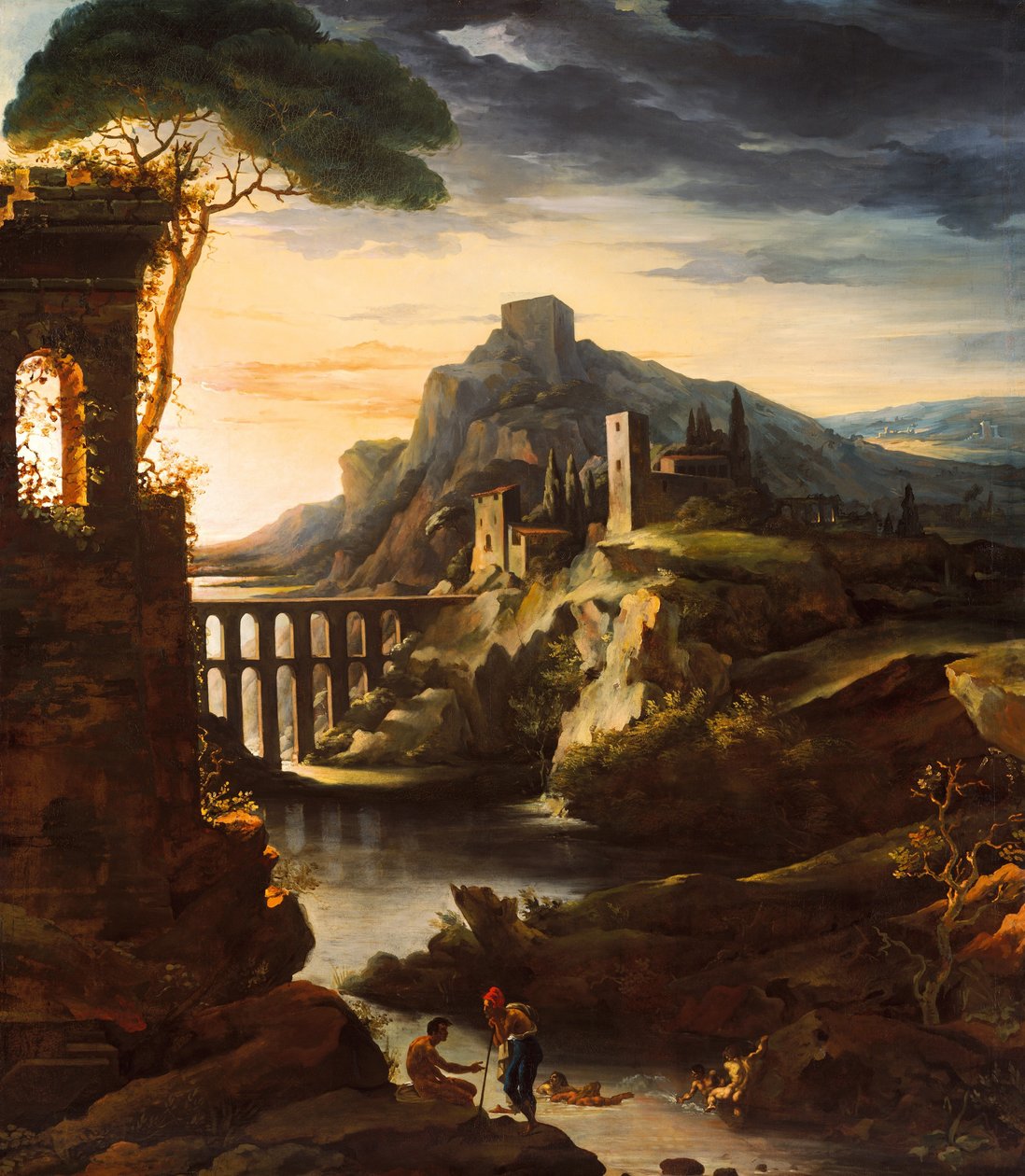 Wieczór: Pejzaż z akweduktem, 1818. autorstwa Theodore Gericault