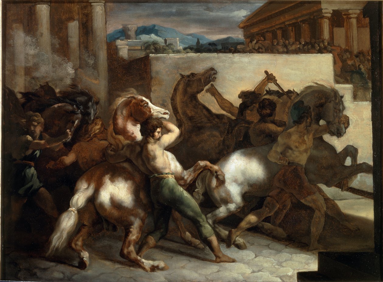 Darmowe wyścigi konne w Rzymie - olej na płótnie autorstwa Theodore Gericault
