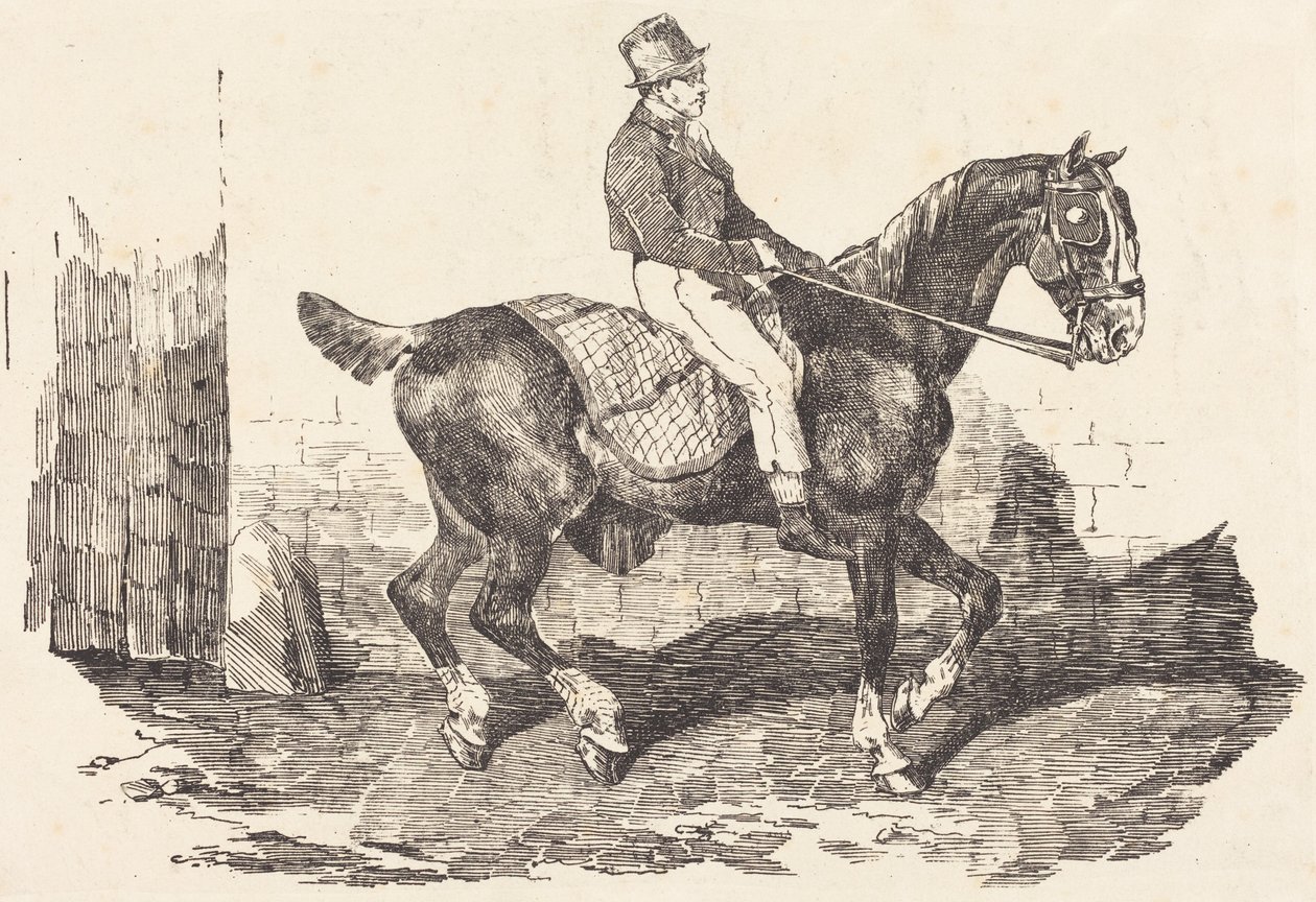 Służący na koniu powozowym (Cheval de carrosse monte par un palfrenier) autorstwa Theodore Gericault