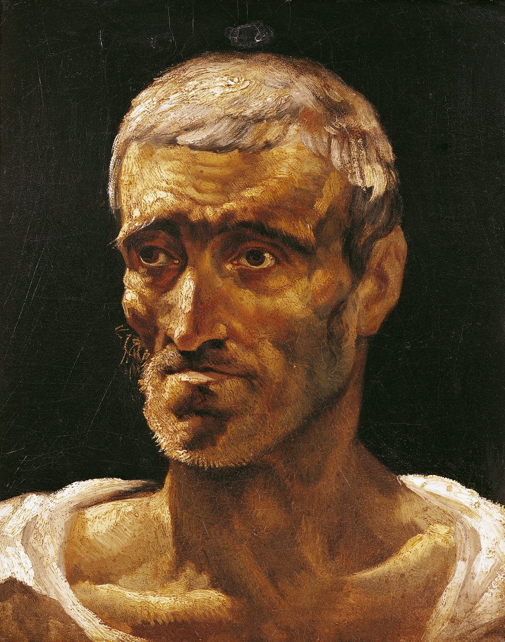 Głowa rozbitka, studium dla Tratwy Meduzy, 1817-19 autorstwa Theodore Gericault