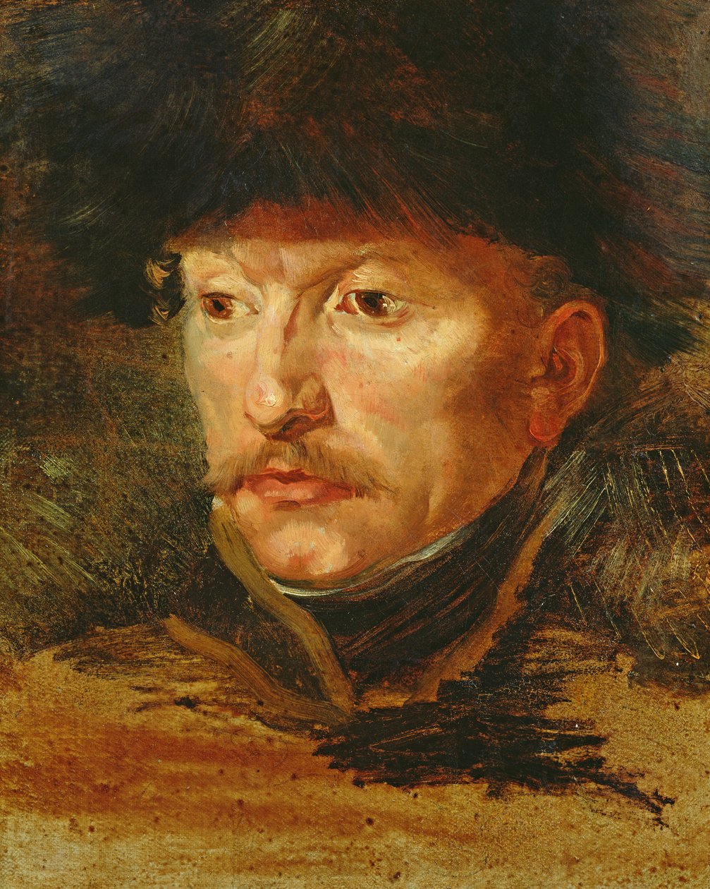 Głowa jeźdźca (portret porucznika Dieudonne), ok. 1812 r. autorstwa Theodore Gericault