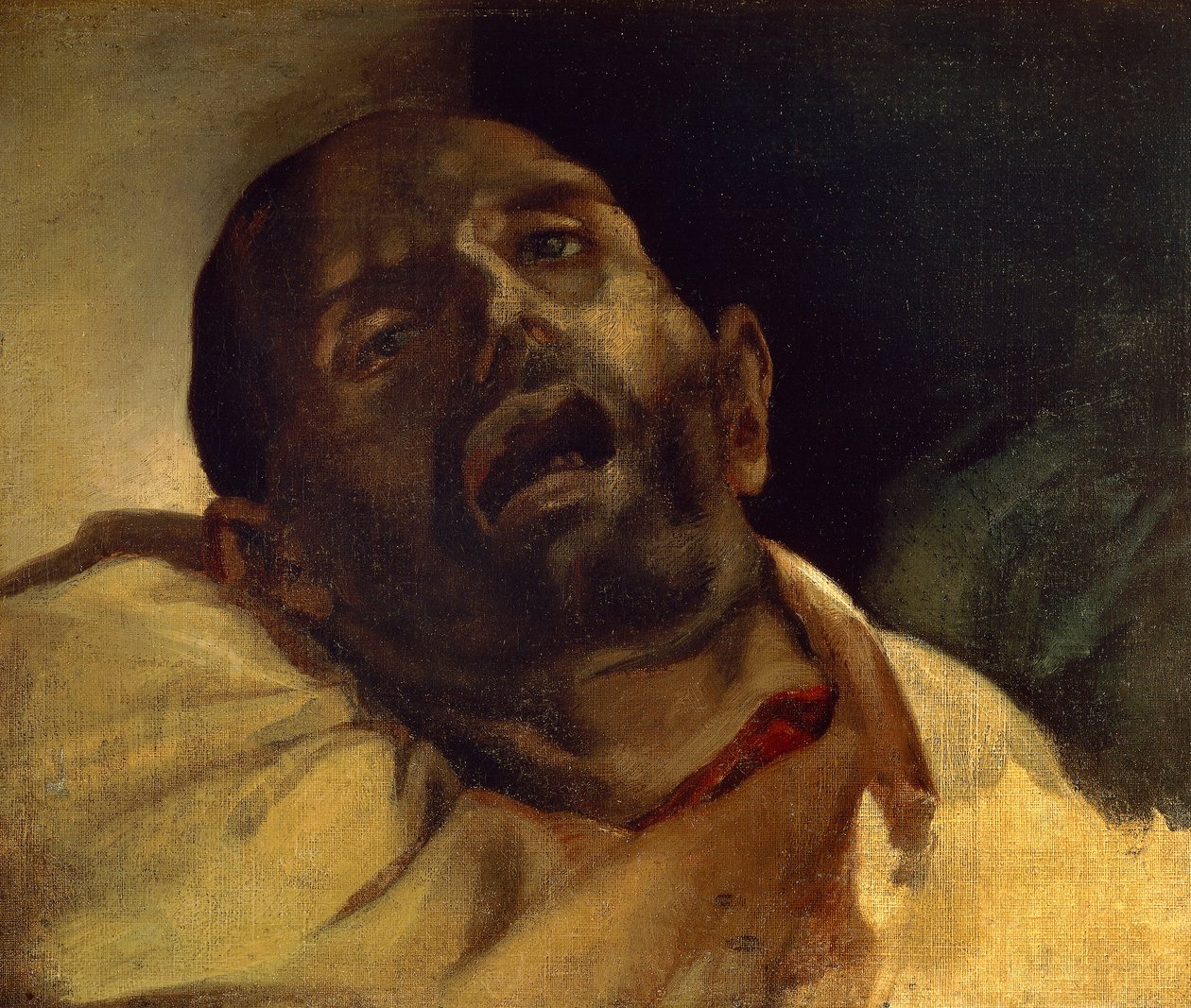 Głowa zgilotynowanego mężczyzny (Le gilotine), Jean-Louis Theodore Gericault (1791-1824), olej na płótnie, 40x49 cm autorstwa Theodore Gericault