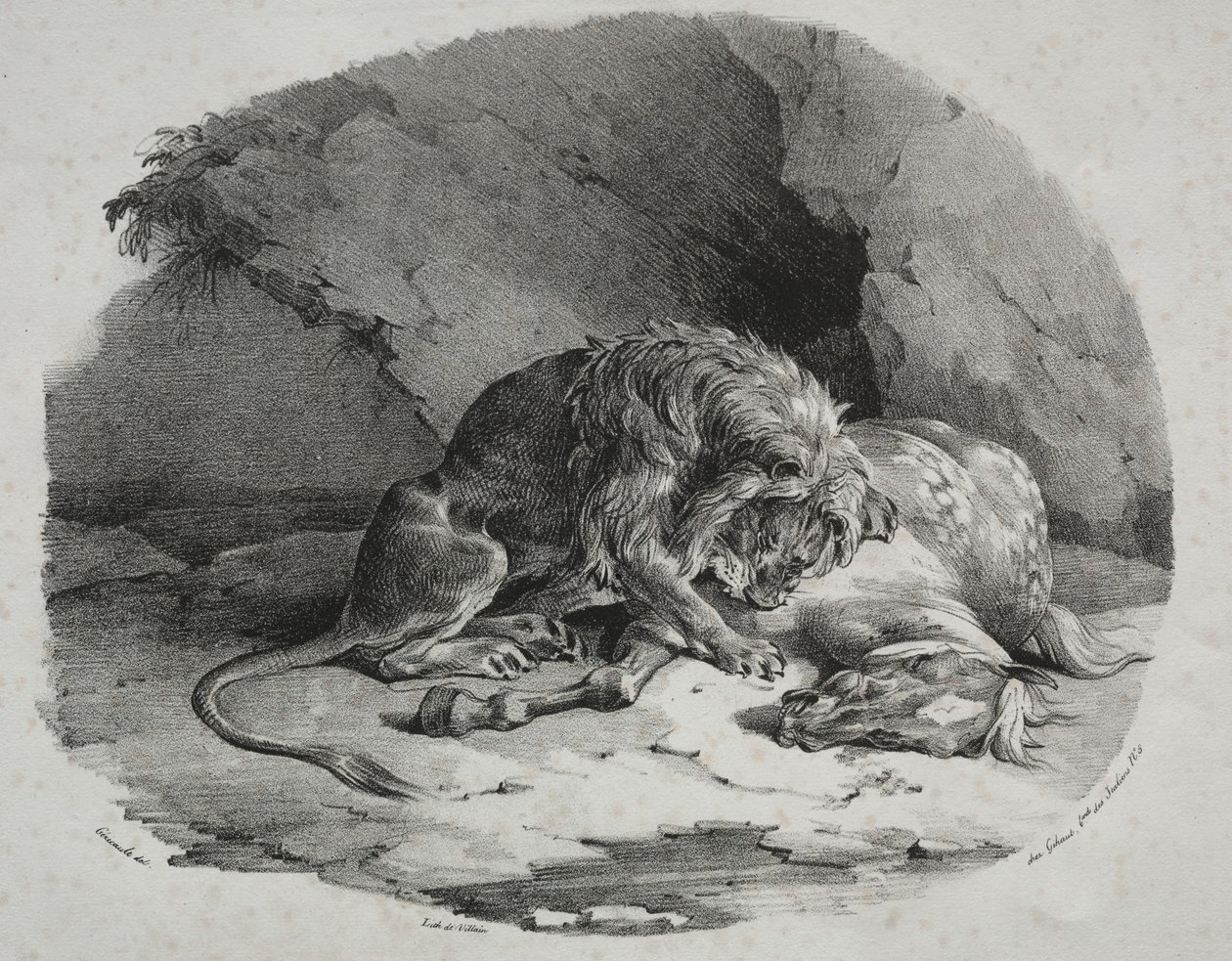 Koń pożarty przez lwa, 1823. autorstwa Theodore Gericault