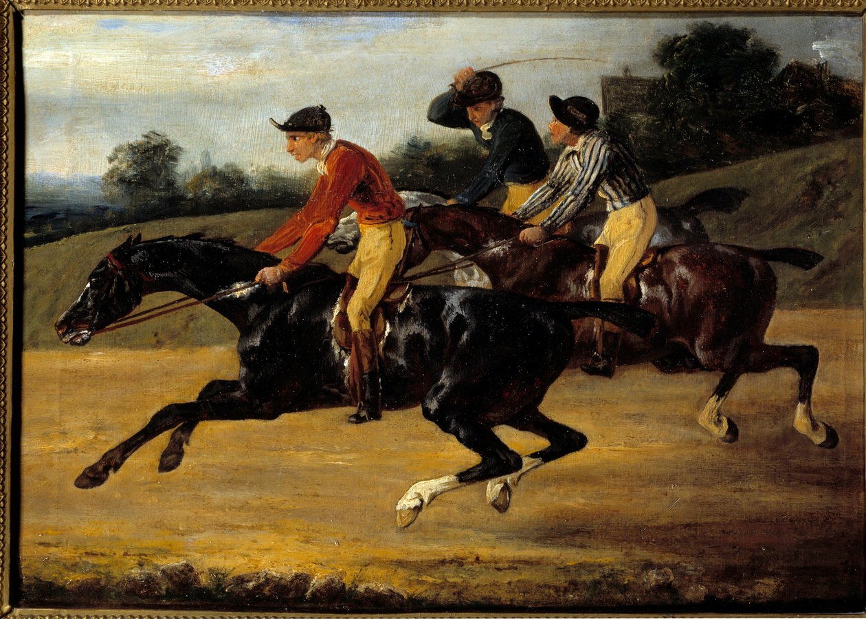 Wyścigi konne: „Konie w galopie w lewo” Obraz Theodore Gericault (1791-1824) autorstwa Theodore Gericault
