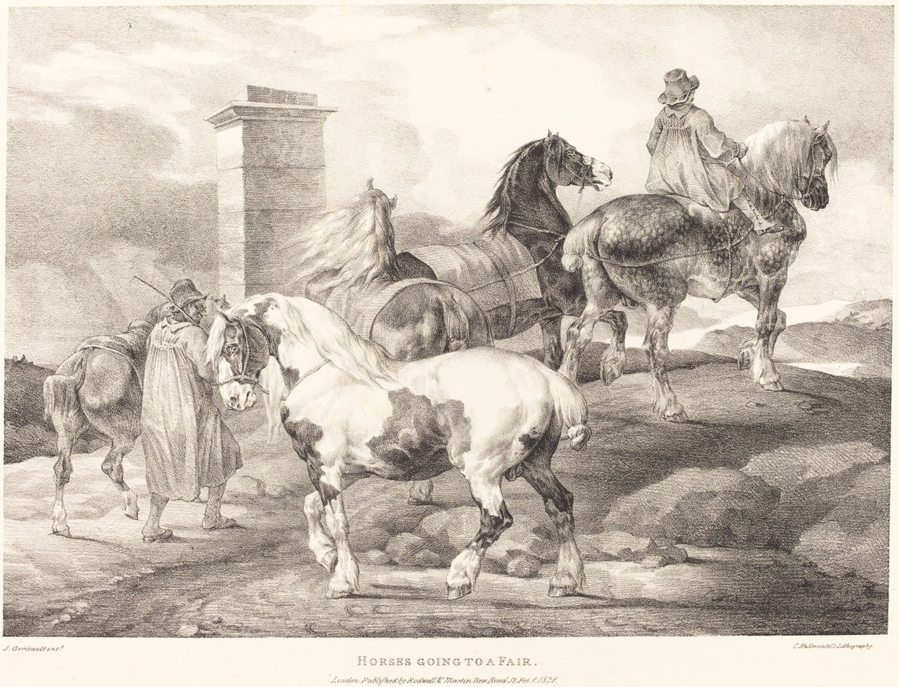 Konie jadące na jarmark autorstwa Theodore Gericault