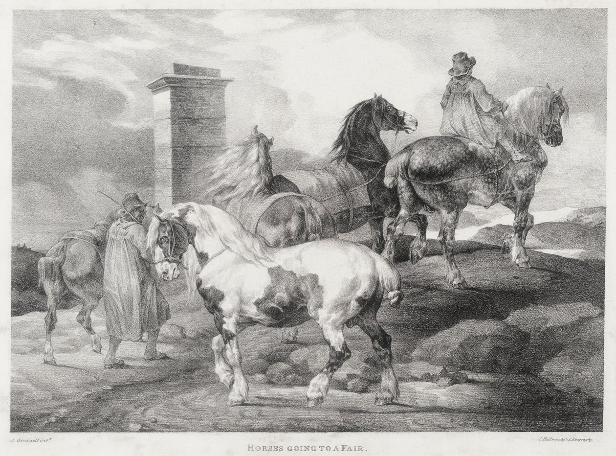 Konie w drodze na jarmark autorstwa Theodore Gericault