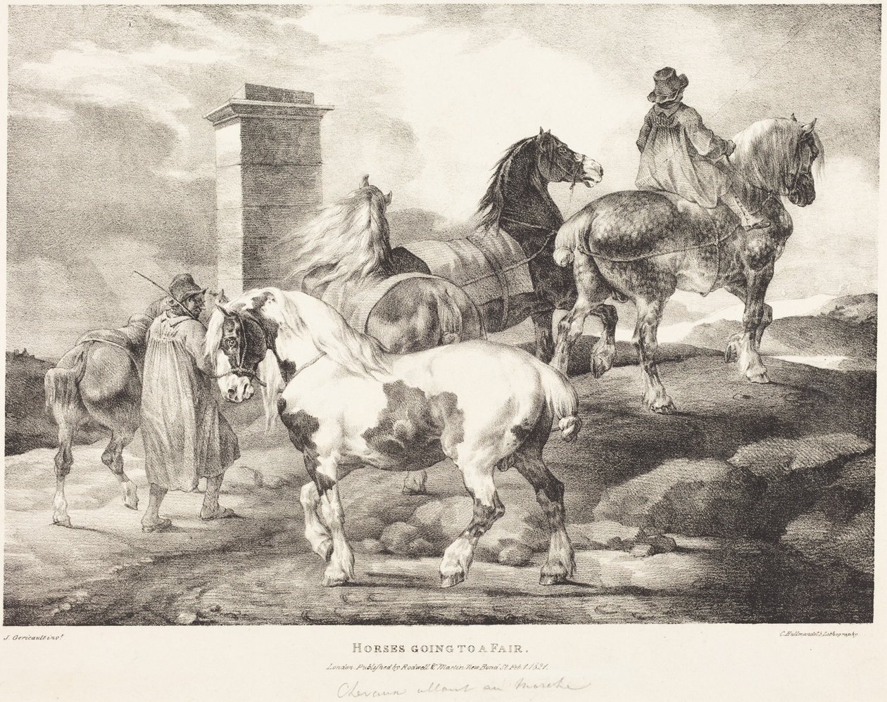 Konie w drodze na jarmark autorstwa Theodore Gericault