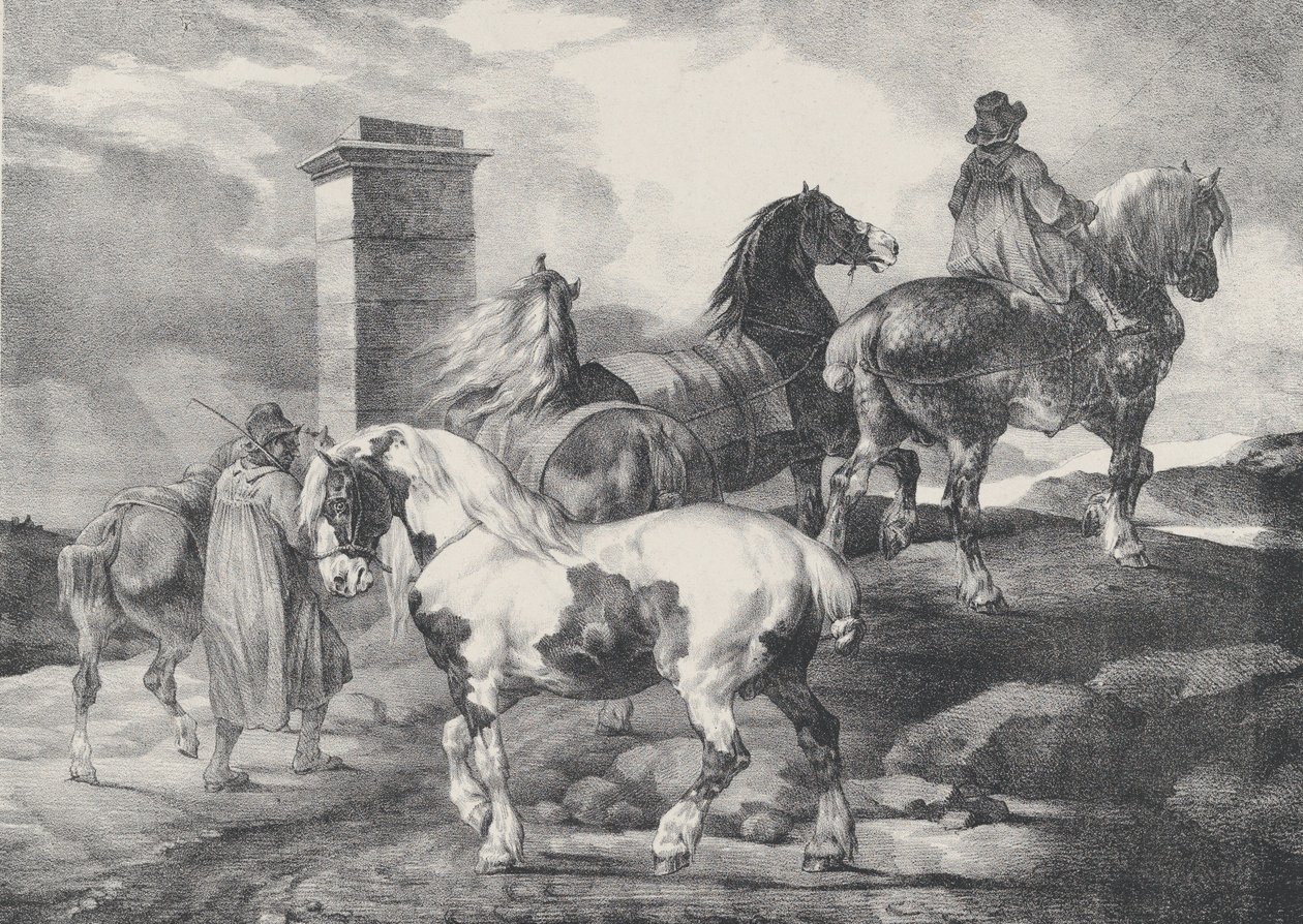 Konie na jarmark, 1821 autorstwa Theodore Gericault