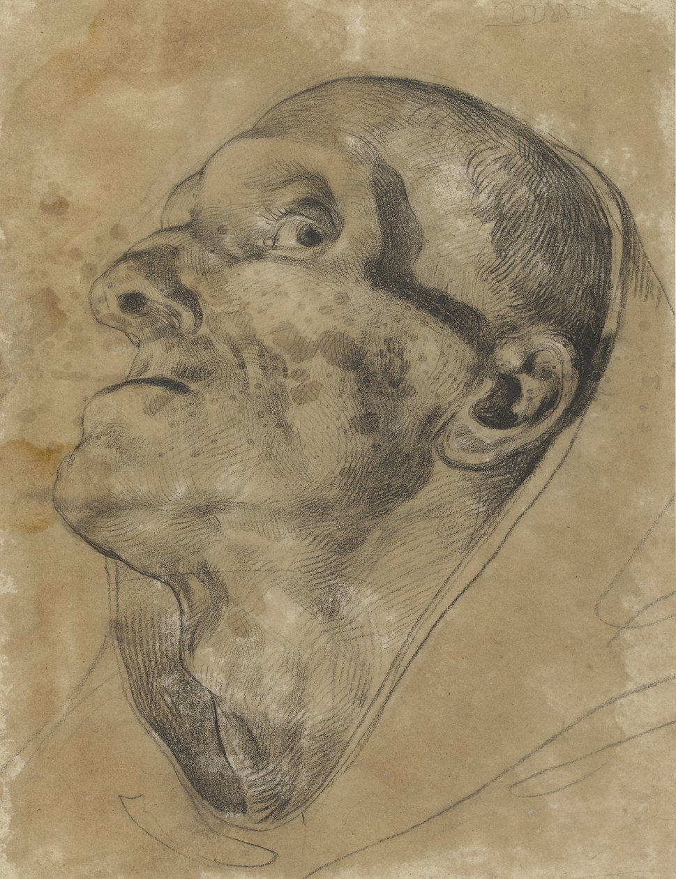 Głowa mężczyzny patrzącego w dół, patrzącego w dół autorstwa Theodore Gericault