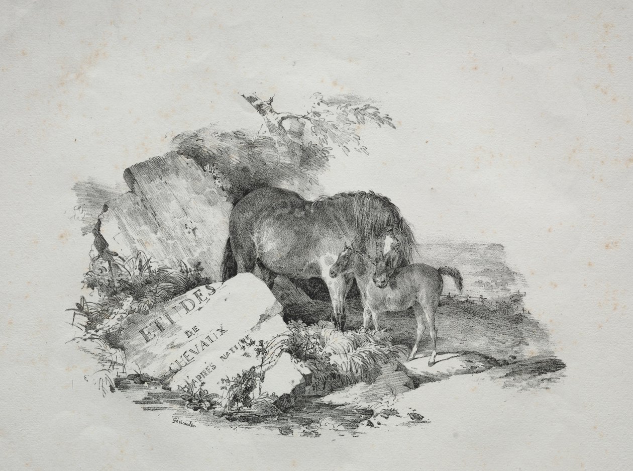 Klacz i jej źrebię. autorstwa Theodore Gericault