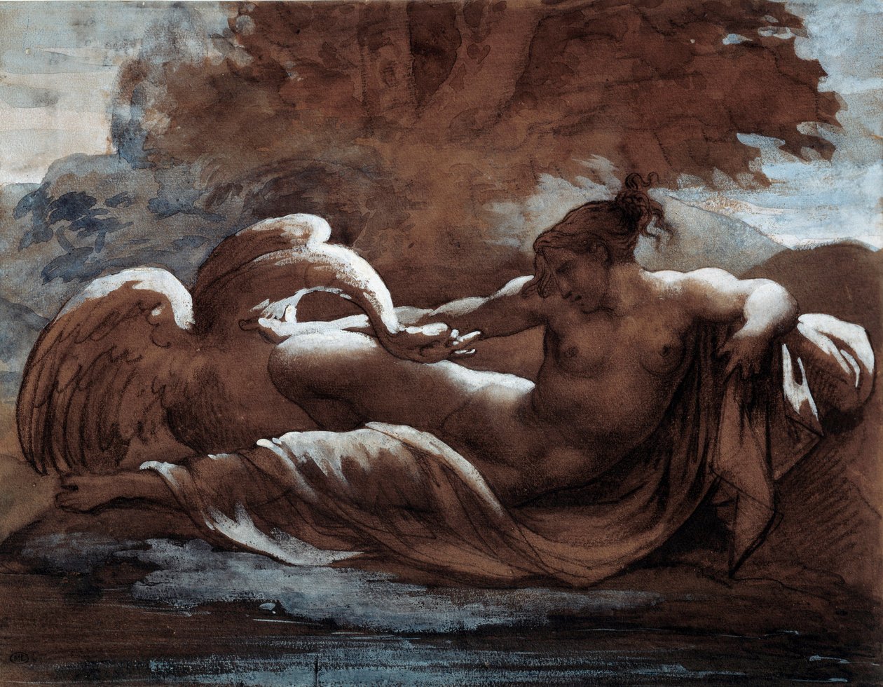 Leda i łabędź. Rysunek Teodora Gericaulta (1791-1824) autorstwa Theodore Gericault