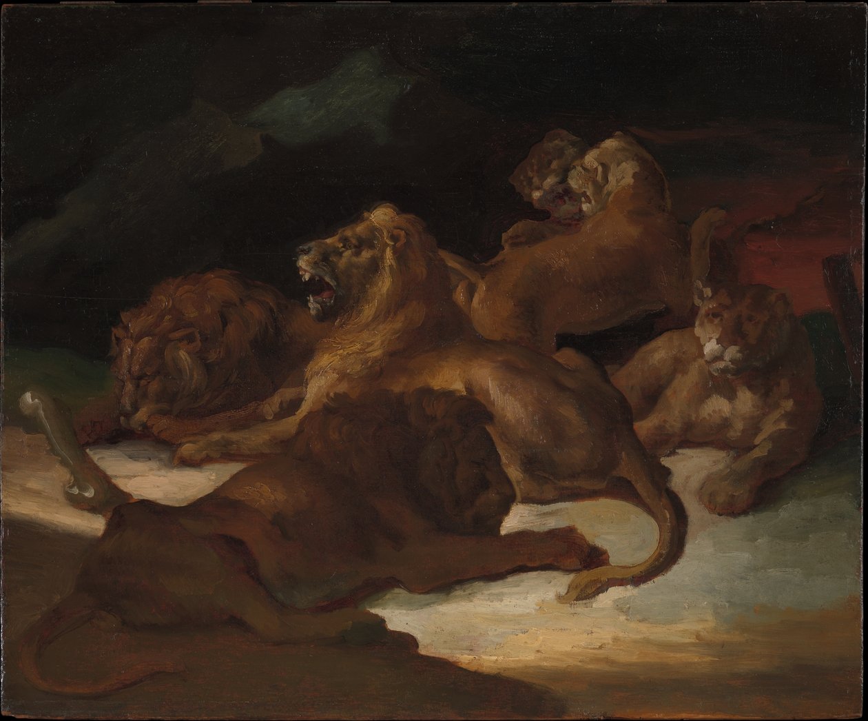 Lwy w górzystym krajobrazie autorstwa Theodore Gericault