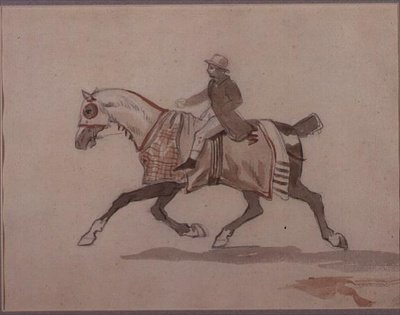 Mały pan młody na kłusującym koniu (ołówek i akwarela) autorstwa Theodore Gericault