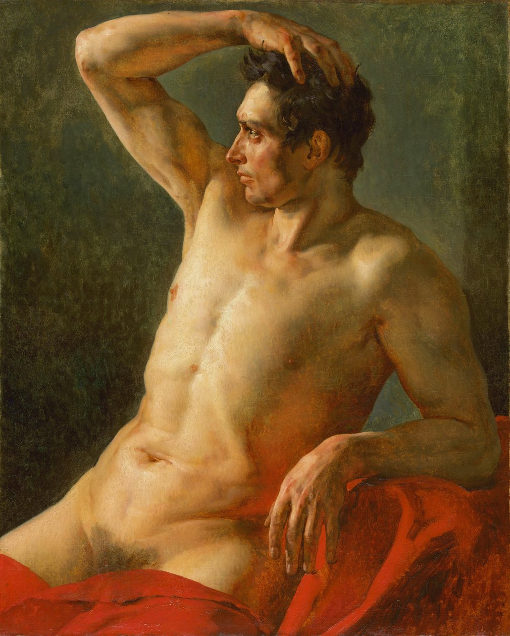 Męski tors z profilu, prawe ramię uniesione, 1812 autorstwa Theodore Gericault