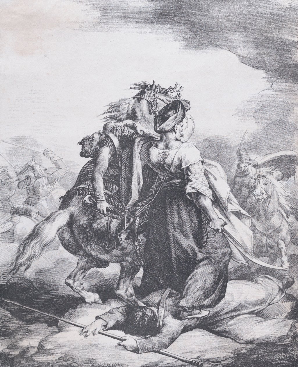 Mameluck w obronie rannego trębacza, 1818. autorstwa Theodore Gericault
