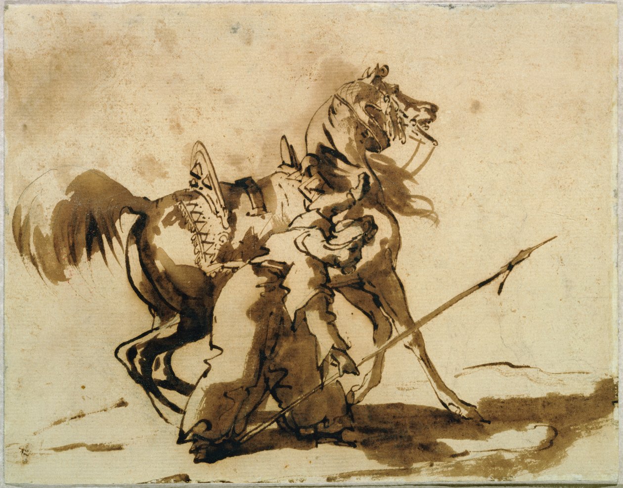 Demontaż mameluków (pióro i tusz oraz pranie na papierze) autorstwa Theodore Gericault