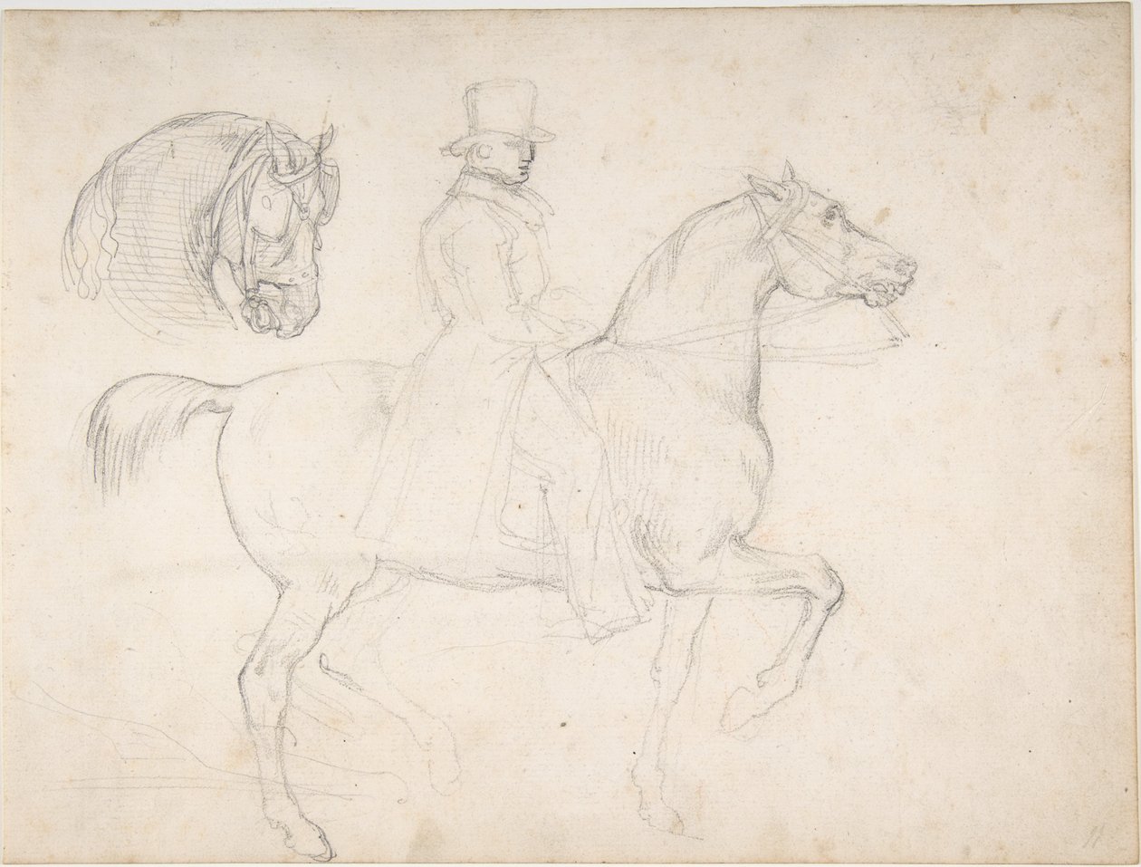 „Człowiek na koniu” oraz „Studium głowy konia” autorstwa Theodore Gericault