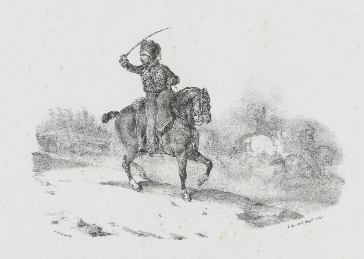 Oficer artylerii dowodzący szarżą (An Artillery Officer Commanding the Charge) autorstwa Theodore Gericault