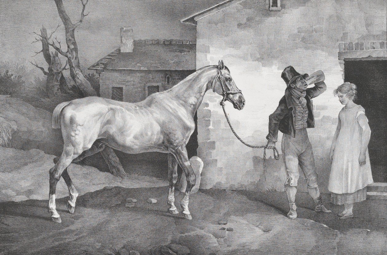 Stary koń przy drzwiach do gospody, 1822. autorstwa Theodore Gericault