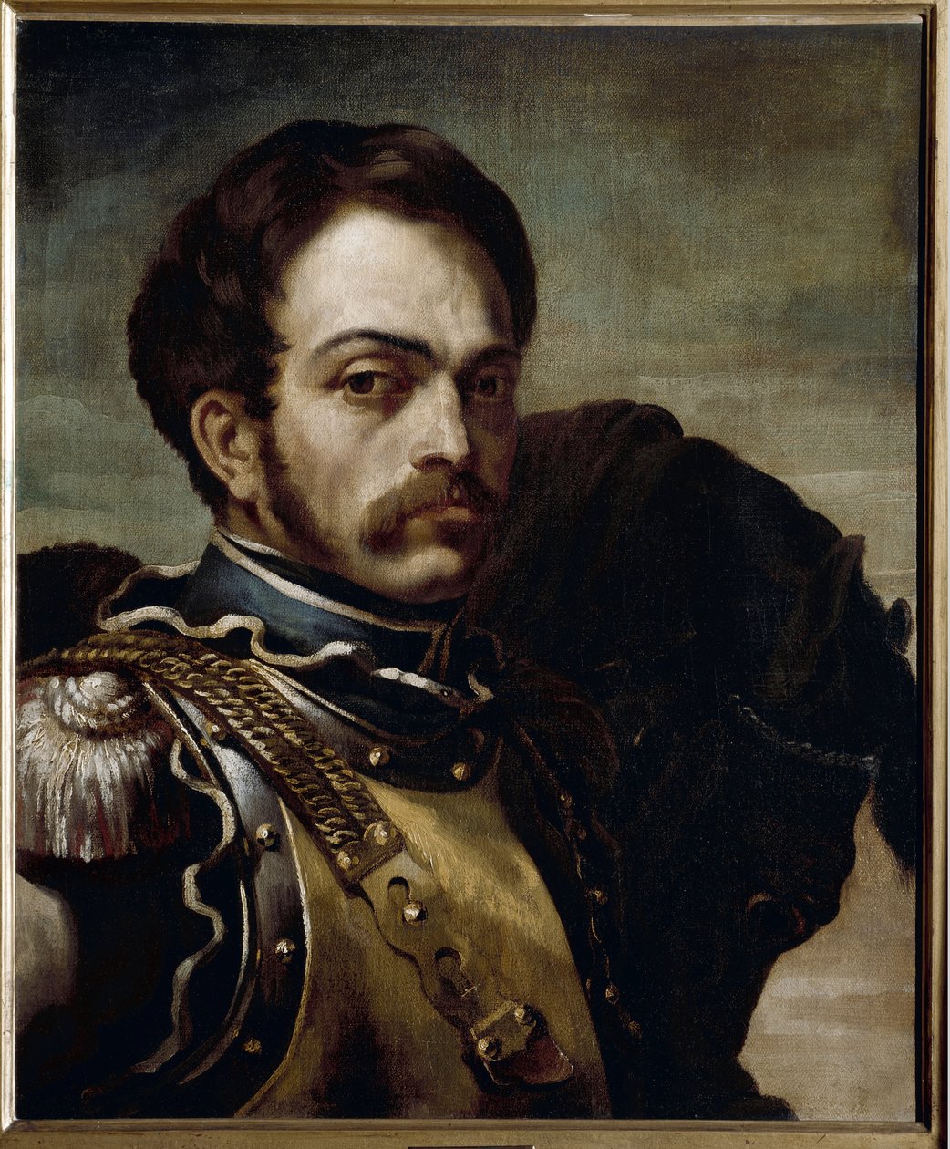 Portret oficera karabinierów. olej na płótnie autorstwa Theodore Gericault