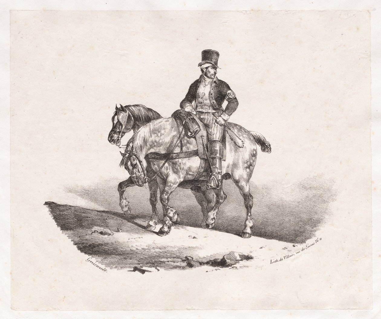 Listonosz lub dwa zaprzęgnięte konie autorstwa Theodore Gericault