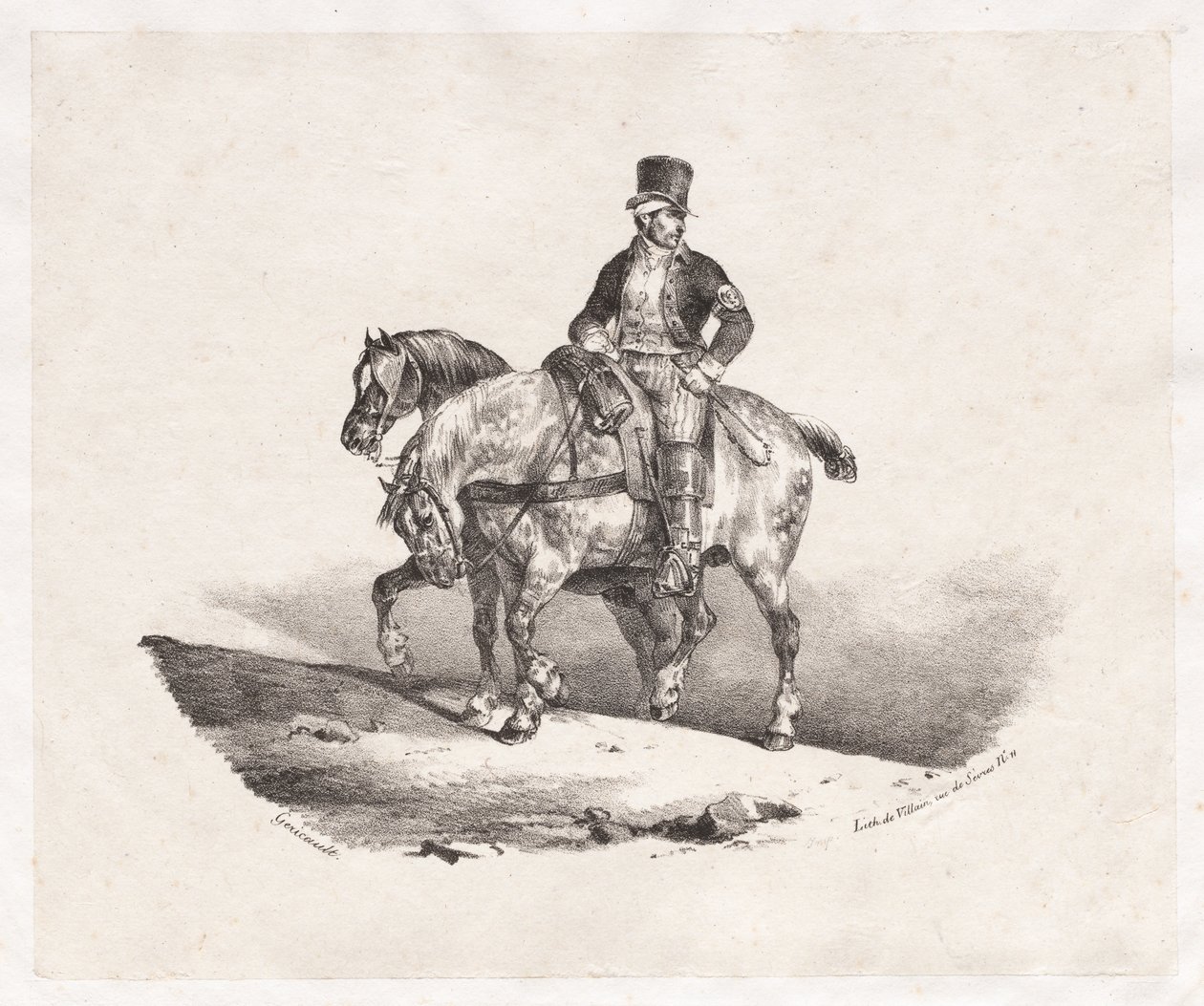 Listonosz lub dwa zaprzęgnięte konie, 1823. autorstwa Theodore Gericault