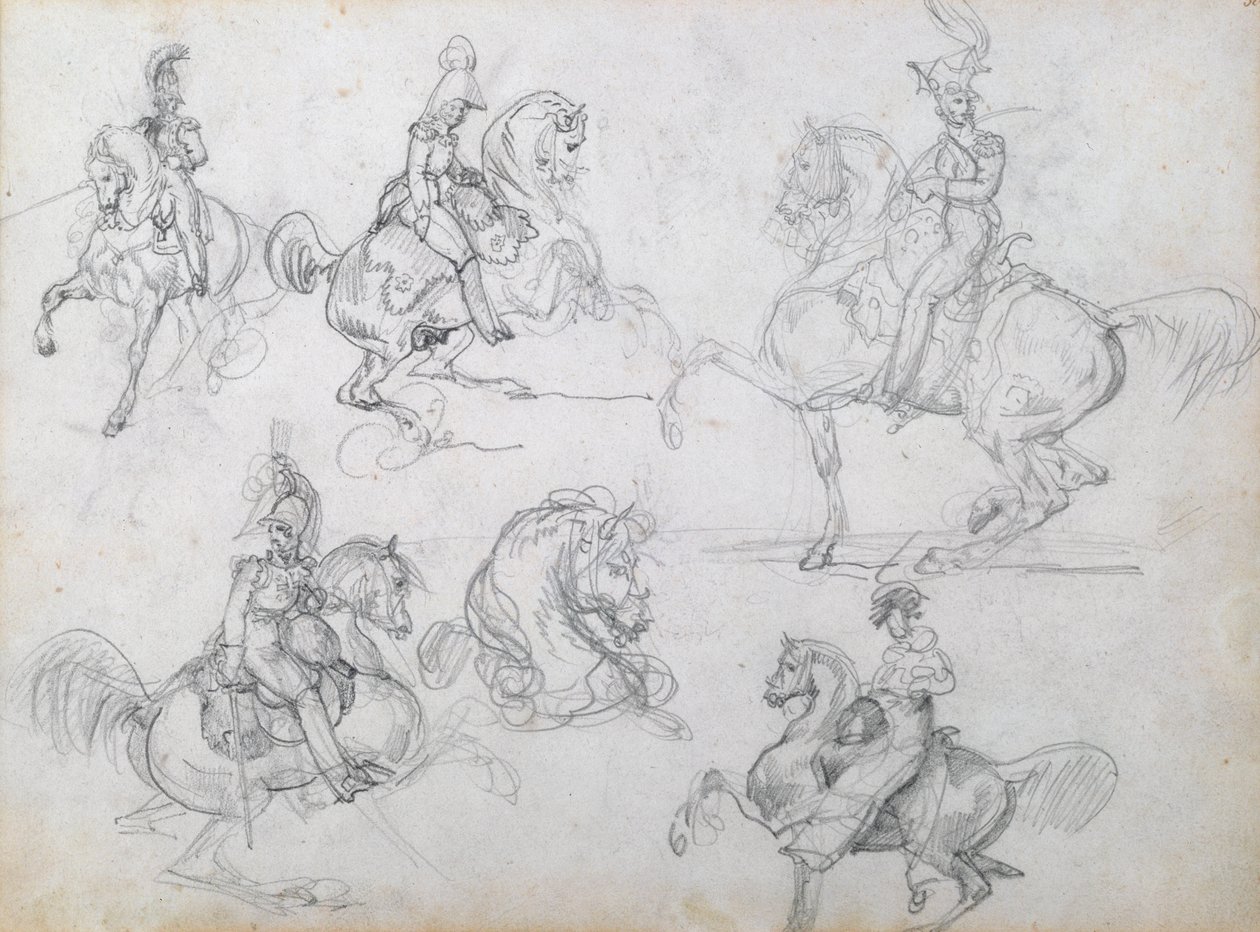 Jeźdźcy na koniach w paradach autorstwa Theodore Gericault