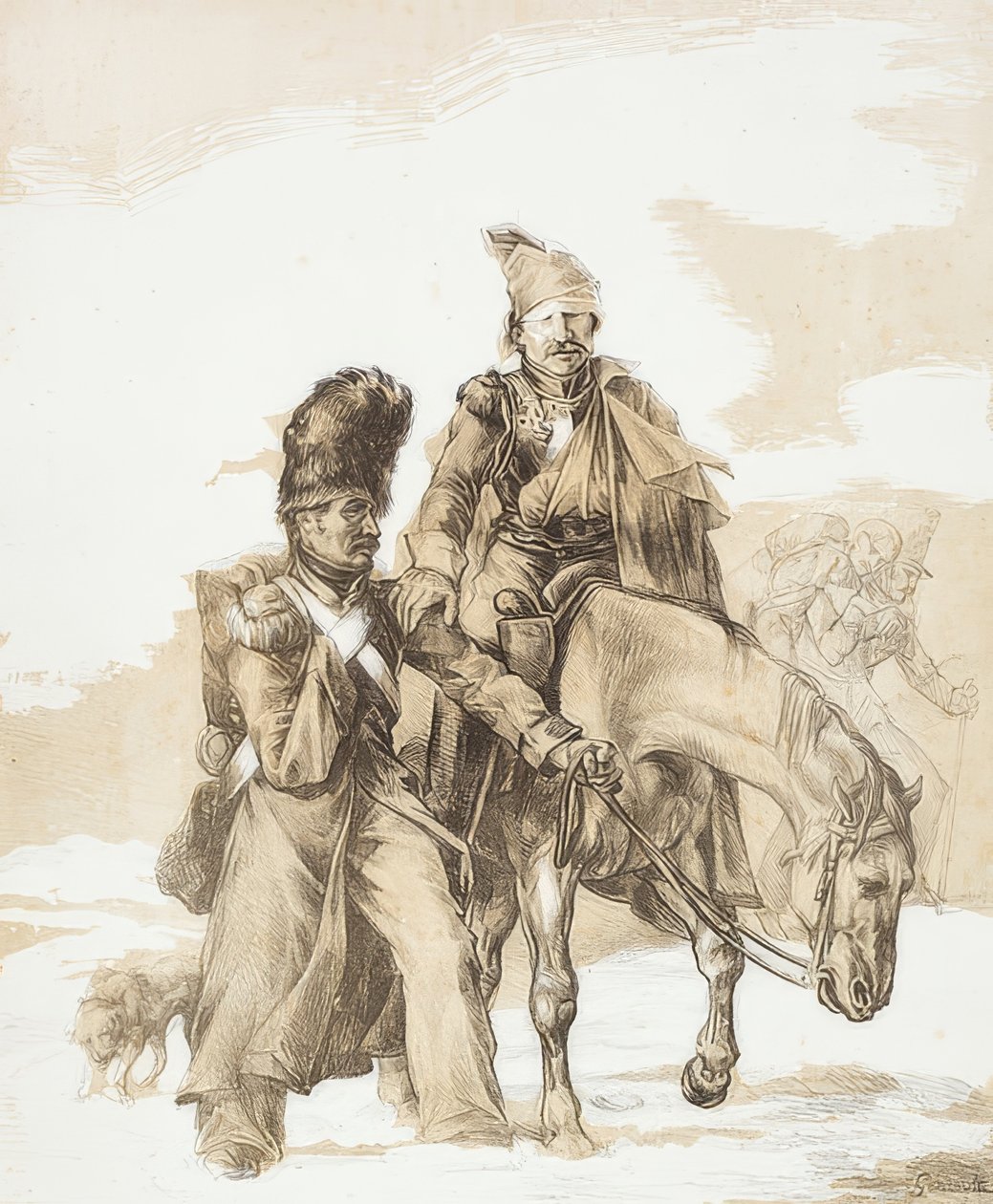 Powrót z Rosji (Retour de Russie). 1818 autorstwa Theodore Gericault