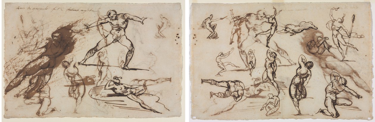 Arkusz szkiców (recto) Arkusz szkiców (verso) autorstwa Theodore Gericault