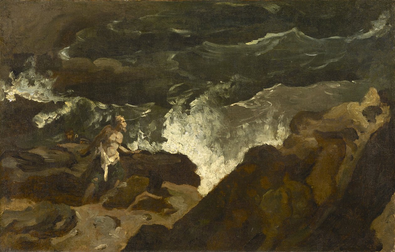 Rozbitek na plaży, ok. 1822-3 (olej na papierze nałożony na płótno) autorstwa Theodore Gericault