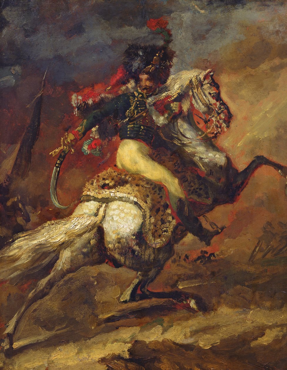 Szkic oficera huzarów, 1814 (patrz także 26088) autorstwa Theodore Gericault
