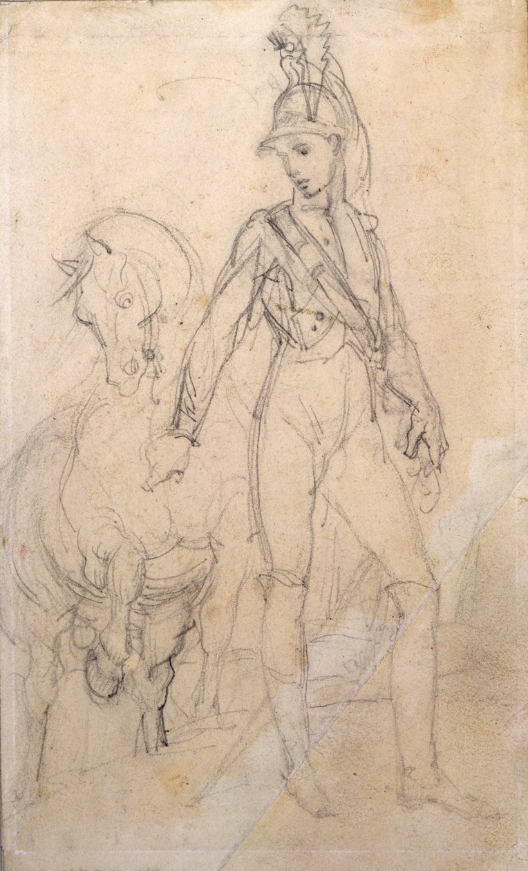 Studium smoka i jego konia autorstwa Theodore Gericault