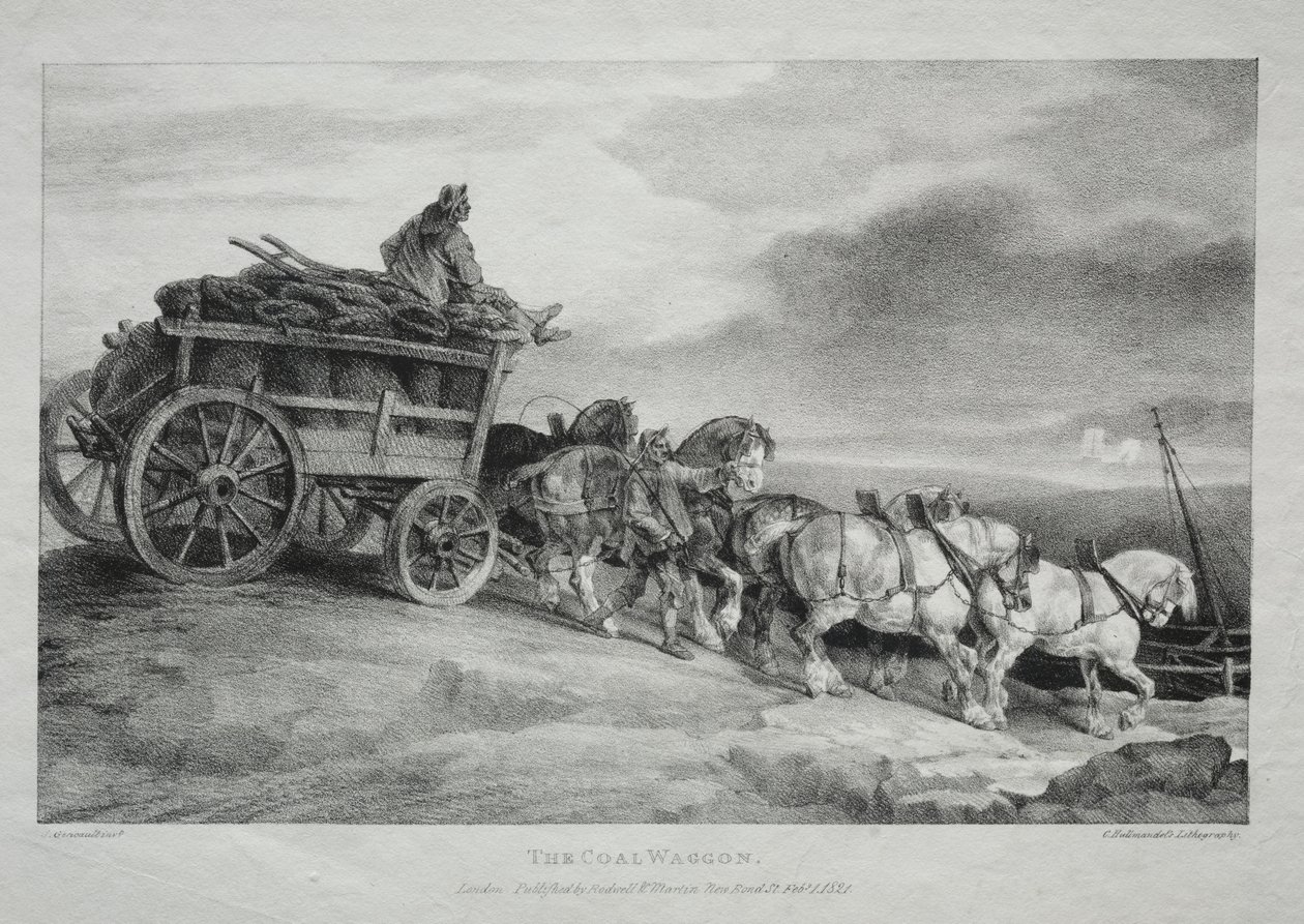 Wagon na węgiel, 1821. autorstwa Theodore Gericault