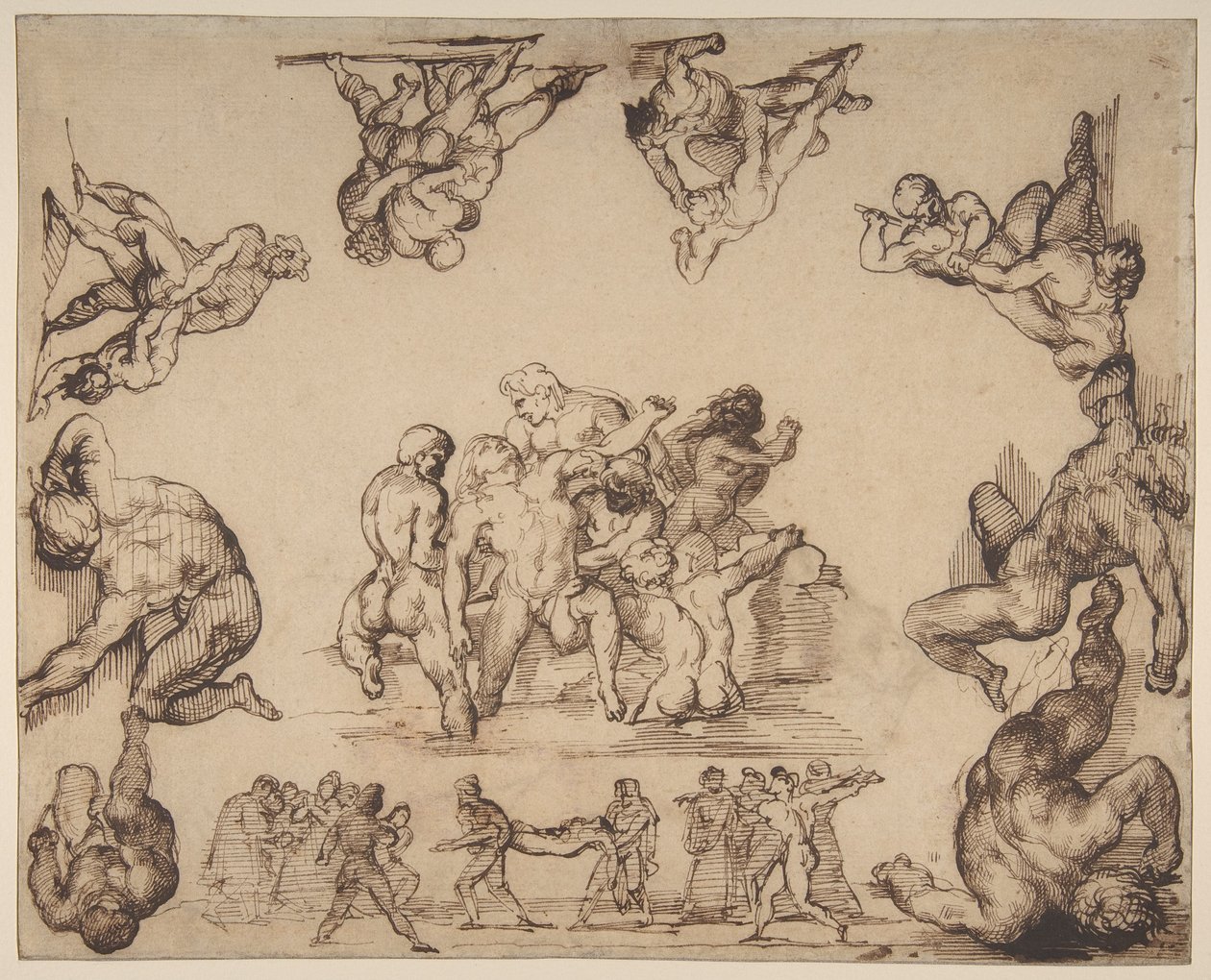 Ratowanie tonącego mężczyzny (strona przednia); Studium konia (strona tylna) autorstwa Theodore Gericault