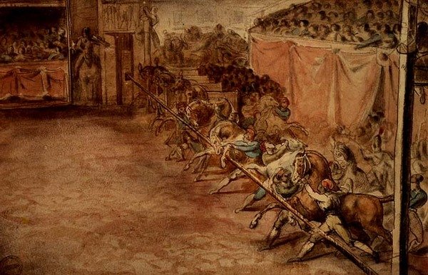 Wyścig na Corso (ołówek, długopis, tusz i akwarela) autorstwa Theodore Gericault